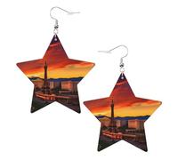 Boucles d'oreilles en cuir blanc tendance pour femme - Las Vegas Sunset Print Party Favors & Décorations, cadeau à la mode, One Size, Cuir, Pas de gemme