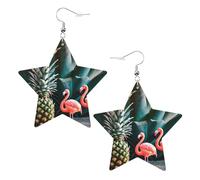 Boucles d'oreilles en cuir blanc tendance pour femme - Léger ananas flamant rose imprimé bijoux, cadeaux de fête et décorations, taille unique, Cuir