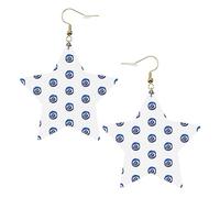 Boucles d'oreilles en cuir blanc tendance pour femme - Légères avec impression mauvais œil - Bijoux pendants, cadeaux et décorations de fête, taille unique, Cuir