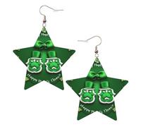 Boucles d'oreilles en cuir blanc tendance pour femme - Légères avec imprimé Happy St. Patrick's Day - Bijoux pendants, cadeaux et décorations de fête, taille unique, Cuir