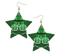 Boucles d'oreilles en cuir blanc tendance pour femme - Légères avec imprimé Happy St. Patrick's Day - Bijoux pendants, cadeaux et décorations de fête, taille unique, Cuir