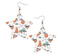 Boucles d'oreilles en cuir blanc tendance pour femme - Légères et drôles avec motif paresseux animal mignon imprimé musique, bijoux, cadeaux et décorations de fête, taille unique, Cuir