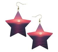 Boucles d'oreilles en cuir blanc tendance pour femme - Légères et lumineuses avec imprimé lune en mer hippie - Bijoux pendants, cadeaux et décorations de fête, taille unique, Cuir