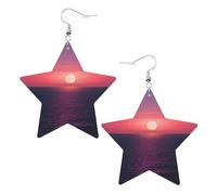 Boucles d'oreilles en cuir blanc tendance pour femme - Légères et lumineuses avec imprimé lune en mer hippie - Bijoux pendants, cadeaux et décorations de fête, taille unique, Cuir