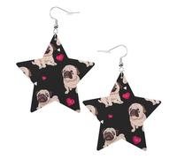 Boucles d'oreilles en cuir blanc tendance pour femme - Légères et mignonnes avec imprimé carlin, bijoux, cadeaux et décorations de fête, taille unique, Cuir