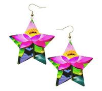 Boucles d'oreilles en cuir blanc tendance pour femme - Légères fleurs de lotus imprimées bijoux, cadeaux et décorations de fête, taille unique, Cuir