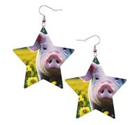 Boucles d'oreilles en cuir blanc tendance pour femme - Légères fleurs de viol et cochon imprimées bijoux, cadeaux et décorations de fête, taille unique, Cuir