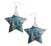 Boucles d'oreilles en cuir blanc tendance pour femme - Légères imprimées Hong Kong Bijoux pendantes, cadeaux et décorations de fête, taille unique, Cuir