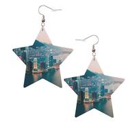 Boucles d'oreilles en cuir blanc tendance pour femme - Légères imprimées Hong Kong Bijoux pendantes, cadeaux et décorations de fête, taille unique, Cuir