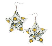 Boucles d'oreilles en cuir blanc tendance pour femme - Légères imprimées marguerites blanches, bijoux, cadeaux et décorations de fête, taille unique, Cuir