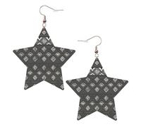 Boucles d'oreilles en cuir blanc tendance pour femme - Légères imprimées tribales grises pour bijoux, cadeaux et décorations de fête, taille unique, Cuir