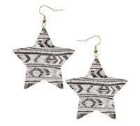 Boucles d'oreilles en cuir blanc tendance pour femme - Légères imprimées tribales grises pour bijoux, cadeaux et décorations de fête, taille unique, Cuir
