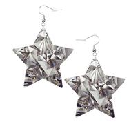 Boucles d'oreilles en cuir blanc tendance pour femme - Légères paillettes abstraites motif diamant cristal imprimé bijoux, cadeaux de fête et décorations, taille unique, Cuir