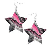 Boucles d'oreilles en cuir blanc tendance pour femme - Légères roses abstraites marbrées grises imprimées artistiques, bijoux, cadeaux et décorations de fête, taille unique, Cuir