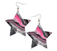 Boucles d'oreilles en cuir blanc tendance pour femme - Légères roses abstraites marbrées grises imprimées artistiques, bijoux, cadeaux et décorations de fête, taille unique, Cuir