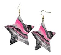 Boucles d'oreilles en cuir blanc tendance pour femme - Légères roses abstraites marbrées grises imprimées artistiques, bijoux, cadeaux et décorations de fête, taille unique, Cuir