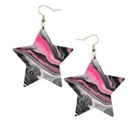 Boucles d'oreilles en cuir blanc tendance pour femme - Légères roses abstraites marbrées grises imprimées artistiques, bijoux, cadeaux et décorations de fête, taille unique, Cuir