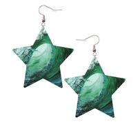 Boucles d'oreilles en cuir blanc tendance pour femme - Légères vagues vert océan imprimé surf, bijoux, cadeaux de fête et décorations, taille unique, Cuir