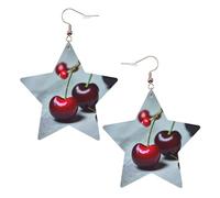 Boucles d'oreilles en cuir blanc tendance pour femme - Motif cerises rouges légères imprimées bijoux, cadeaux et décorations de fête, taille unique, Cuir