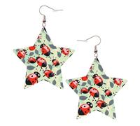 Boucles d'oreilles en cuir blanc tendance pour femme - Motif coccinelles de dessin animé léger, bijoux, cadeaux et décorations de fête, taille unique, Cuir