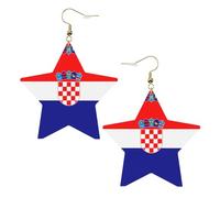 Boucles d'oreilles en cuir blanc tendance pour femme - Motif drapeau de la République de Croatie - Pendentifs légers et tendance, taille unique, Cuir, Pas de gemme