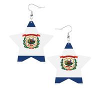 Boucles d'oreilles en cuir blanc tendance pour femme - Motif drapeau de Virginie occidentale - Pendentifs légers et tendance, taille unique, Cuir, Pas de gemme