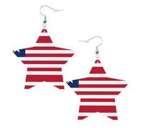 Boucles d'oreilles en cuir blanc tendance pour femme - Motif drapeau du Libéria - Pendentifs créoles légers et tendance, taille unique, Cuir, Pas de gemme