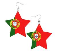 Boucles d'oreilles en cuir blanc tendance pour femme - Motif drapeau portugais - Pendentifs créoles légers et tendance, taille unique, Cuir, Pas de gemme