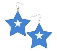 Boucles d'oreilles en cuir blanc tendance pour femme - Motif drapeau somalien - Bijoux pendants, cadeaux de fête, pendentifs simples, One Size, Cuir, Pas de gemme