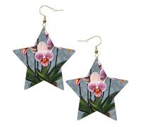 Boucles d'oreilles en cuir blanc tendance pour femme - Motif orchidées en fleurs - Bijoux pendants pour fêtes, pendentifs simples, One Size, Cuir, Pas de gemme