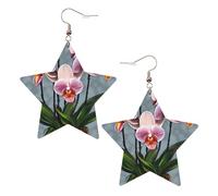 Boucles d'oreilles en cuir blanc tendance pour femme - Motif orchidées en fleurs - Bijoux pendants pour fêtes, pendentifs simples, One Size, Cuir, Pas de gemme