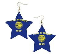 Boucles d'oreilles en cuir blanc tendance pour femme - Oregon State Flag Print Dangle bijoux, pendentifs créoles à la mode légers, taille unique, Cuir, Pas de gemme