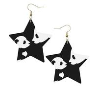 Boucles d'oreilles en cuir blanc tendance pour femme - Panda Animal Print Dangle Bijoux, Pendentifs Créoles Mode Léger, taille unique, Cuir