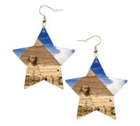 Boucles d'oreilles en cuir blanc tendance pour femme - Pyramides d'Égypte impression bijoux pendantes, léger accessoire de mode, taille unique, Cuir
