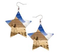 Boucles d'oreilles en cuir blanc tendance pour femme - Pyramides d'Égypte impression bijoux pendantes, léger accessoire de mode, taille unique, Cuir