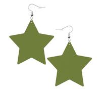 Boucles d'oreilles en cuir blanc tendance pour femme - solide vert foncé imprimé bijoux pendants, pendentifs créoles à la mode légers, taille unique, Cuir, Pas de gemme