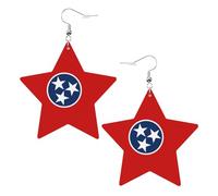 Boucles d'oreilles en cuir blanc tendance pour femme - Tennessee State Flag Print Dangle bijoux, cadeaux de fête, pendentifs simples créoles, One Size, Cuir, Pas de gemme