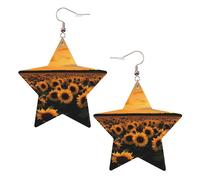 Boucles d'oreilles en cuir blanc tendance pour femme - Tournesol et coucher de soleil (1) Bijoux pendants, pendentifs créoles légers et tendance, taille unique, Cuir