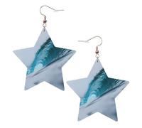 Boucles d'oreilles en cuir blanc tendance pour femme - Vague vert océan vague Surf Pendentifs Pendentifs Créoles Mode Léger, taille unique, Cuir