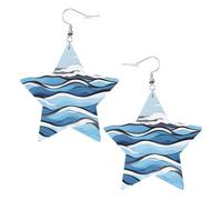 Boucles d'oreilles en cuir blanc tendance pour femme - Vagues qui se chevauchent sur les rochers - Bijoux pendants, cadeaux de fête, pendentifs simples créoles, One Size, Cuir, Pas de gemme