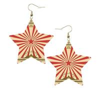 Boucles d'oreilles en cuir blanc tendance pour femme - Vintage cirque fond imprimé bijoux pendants, accessoire de mode léger, taille unique, Cuir