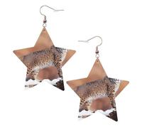 Boucles d'oreilles en cuir blanc tendance pour femmes - Canada Lynx Print Dangle bijoux, pendentifs créoles à la mode légers, taille unique, Cuir