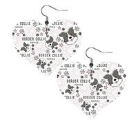 Boucles d'oreilles en cuir Border Collie, femmes filles boucles d'oreilles pendantes simples cadeaux pour elle