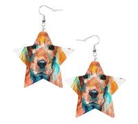 Boucles d'oreilles en cuir, boucles d'oreilles étoile en faux cuir boucles d'oreilles métalliques pour femmes filles,Mignon Art Cocker Spaniel Chien Cool