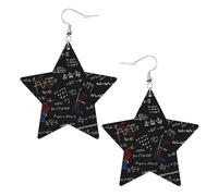 Boucles d'oreilles en cuir, boucles d'oreilles étoile en faux cuir boucles d'oreilles métalliques pour femmes filles,Formules mathématiques d'équations mathématiques