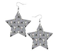 Boucles d'oreilles en cuir, boucles d'oreilles étoile en faux cuir boucles d'oreilles métalliques pour femmes filles,Berger Australien Bleu Merle Chien Simple Gris
