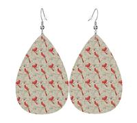 Boucles D'Oreilles En Cuir Cardinaux Sur Une Branche 2Pcs | balancent Bijoux légers en forme de larme femme Pour Cadeau tendance