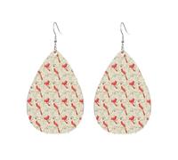 Boucles D'Oreilles En Cuir Cardinaux Sur Une Branche 2Pcs | parfaits Boucles d'oreilles en cuir légères et tendance Pour parfaites pour les fêtes