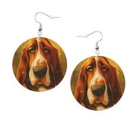 Boucles D'Oreilles En Cuir Chien Basset Hound Amusant 2Pcs | élégantes et belles Bijoux légers en forme de larme balancent Pour Cadeau tendance