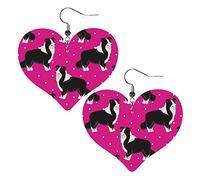 Boucles d'oreilles en cuir de chien Border Collie, femmes filles boucles d'oreilles pendantes simples cadeaux pour elle